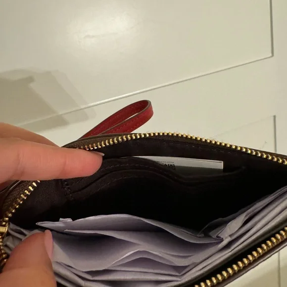 Coach Tan and Red Wristlet - Picture 4 of 5